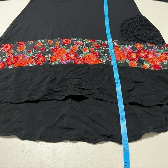 Desigual T-Shirt “Audrey” Floral Bell Sleeve Mandala High Low - Picture 12 of 12